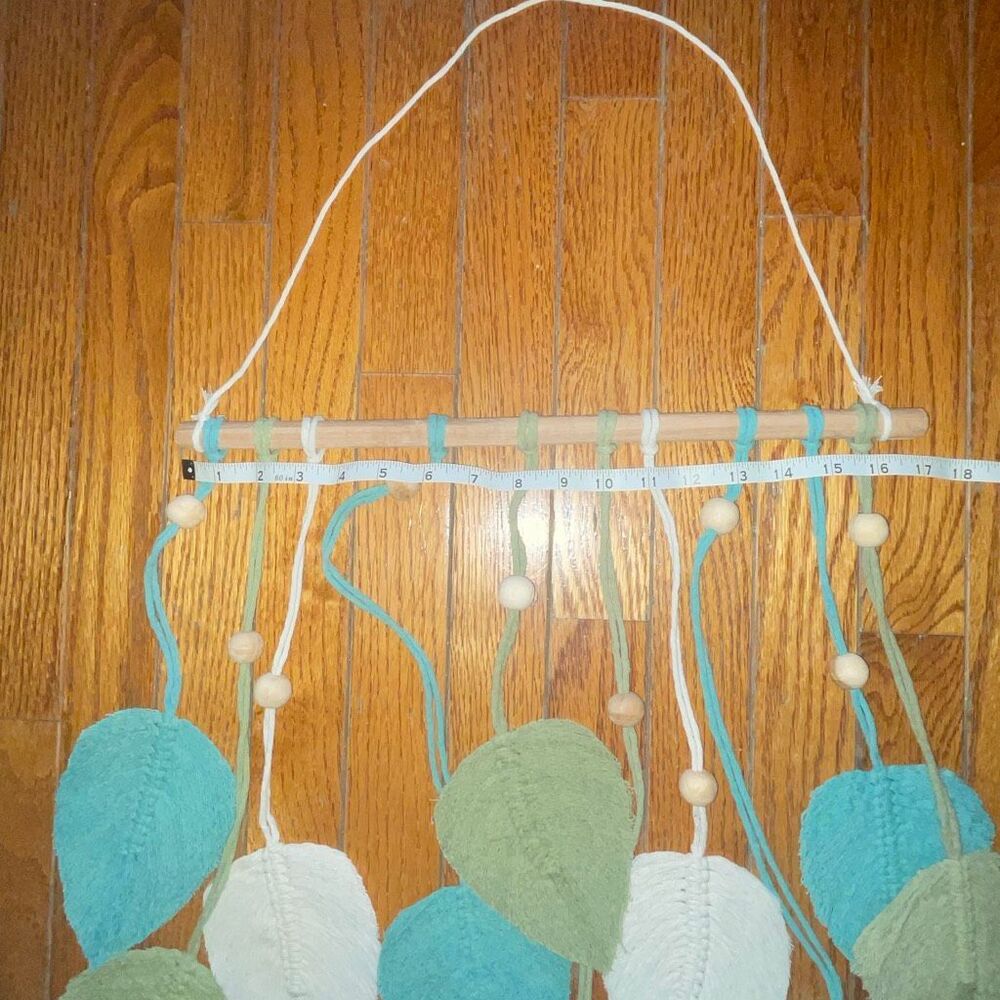 Sage green Macrame wall hanging boho bohemian yarn woven tapestry decoration - Picture 8 of 11